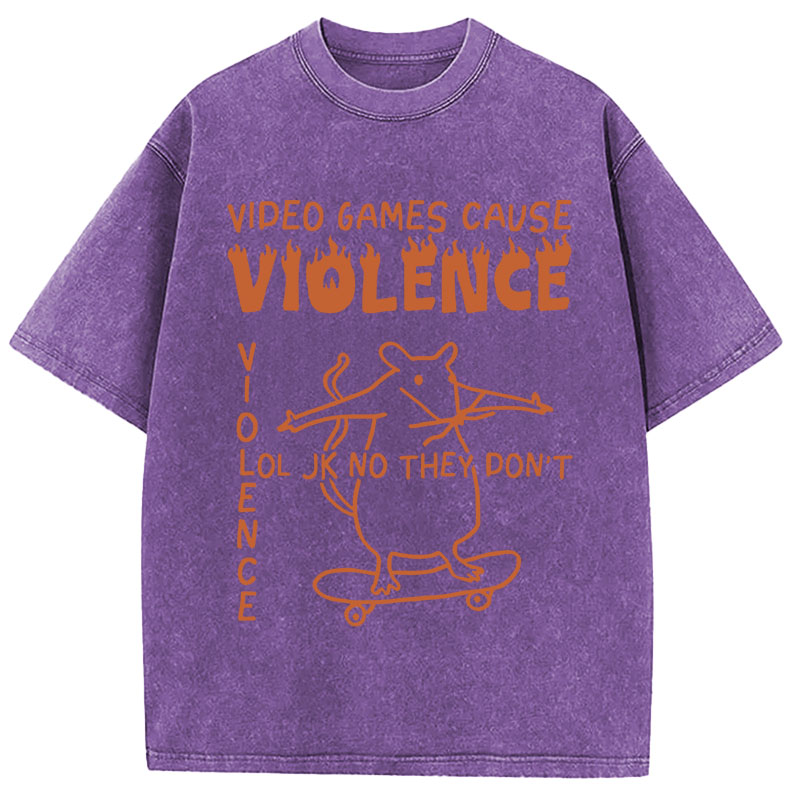 Tokyocanvas Video Games Cause Violence Washed T-Shirt
