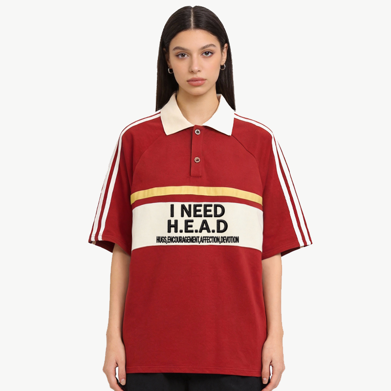 Tokyocanvas I Need H.E.A.D Polo Embroidered T-Shirt