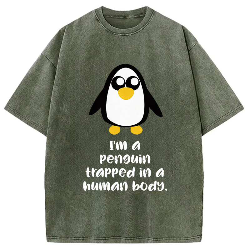 Tokyocanvas i'm A Penguin Washed T-Shirt