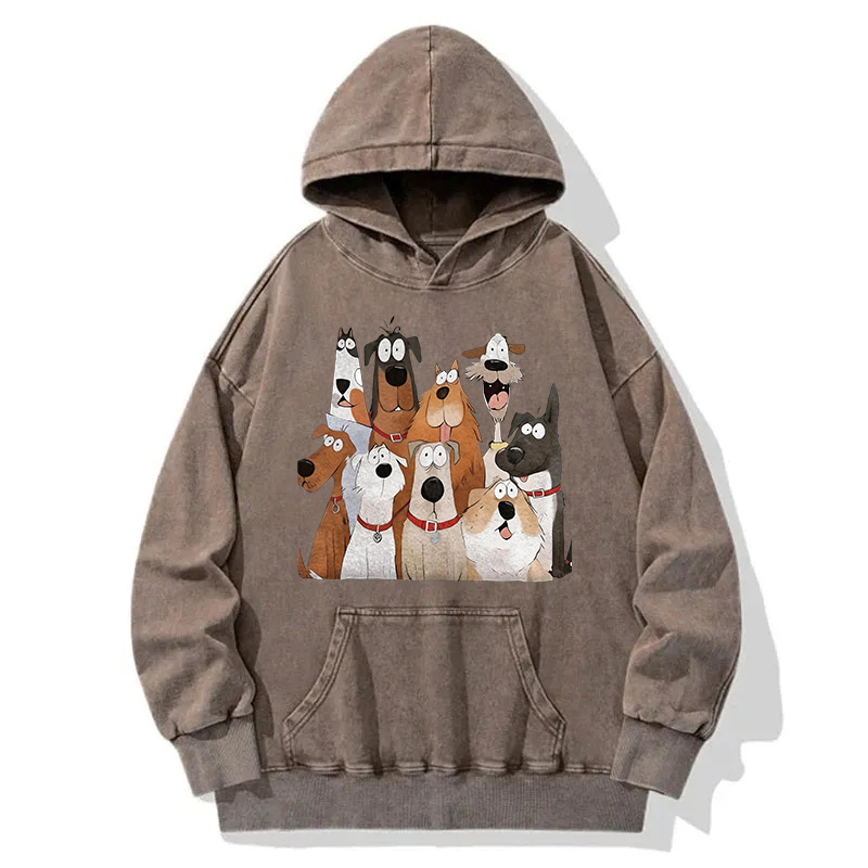 Tokyocanvas Funny Cute Dog Art Print Washed Hoodie