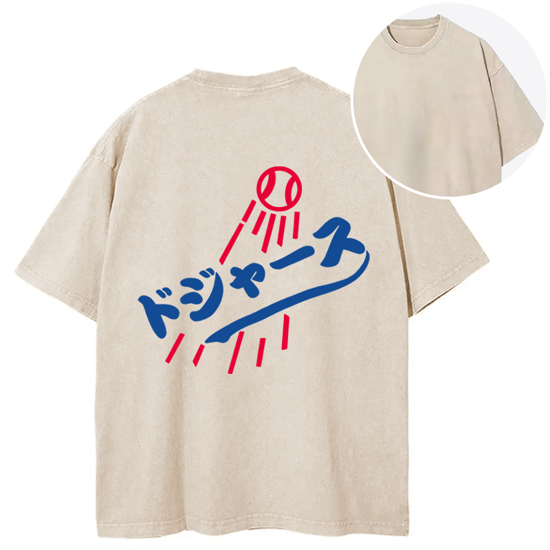 Tokyocanvas Japanese Baseball Back Washed T-Shirt