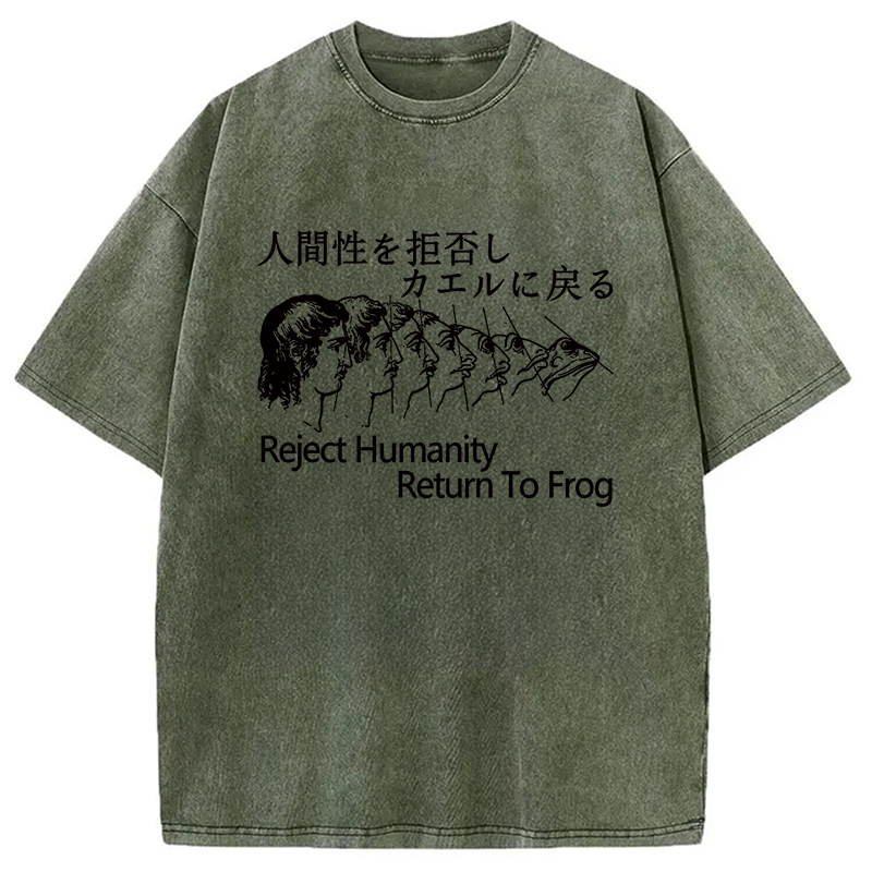 Tokyocanvas Reject Humanity Return To Frog Washed T-Shirt