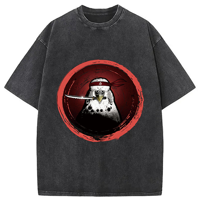 Tokyocanvas Funny Parrot Samura Washed T-Shirt