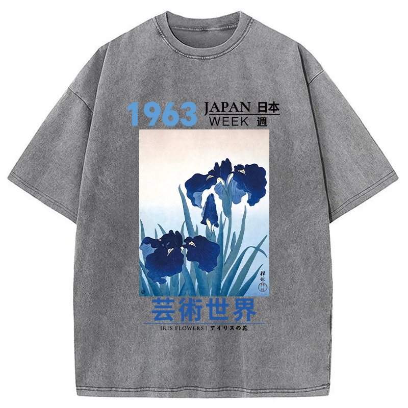 Tokyocanvas Iris Flowers Washed T-Shirt