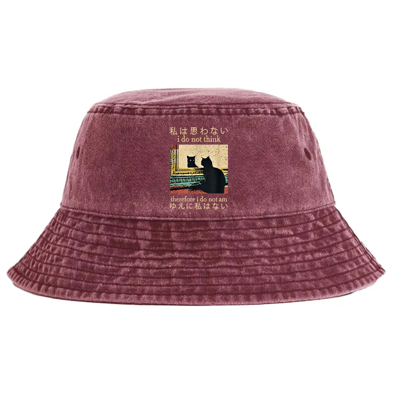Tokyocanvas I Do Not Think Therefore I Do Not Am Washed Bucket Hat