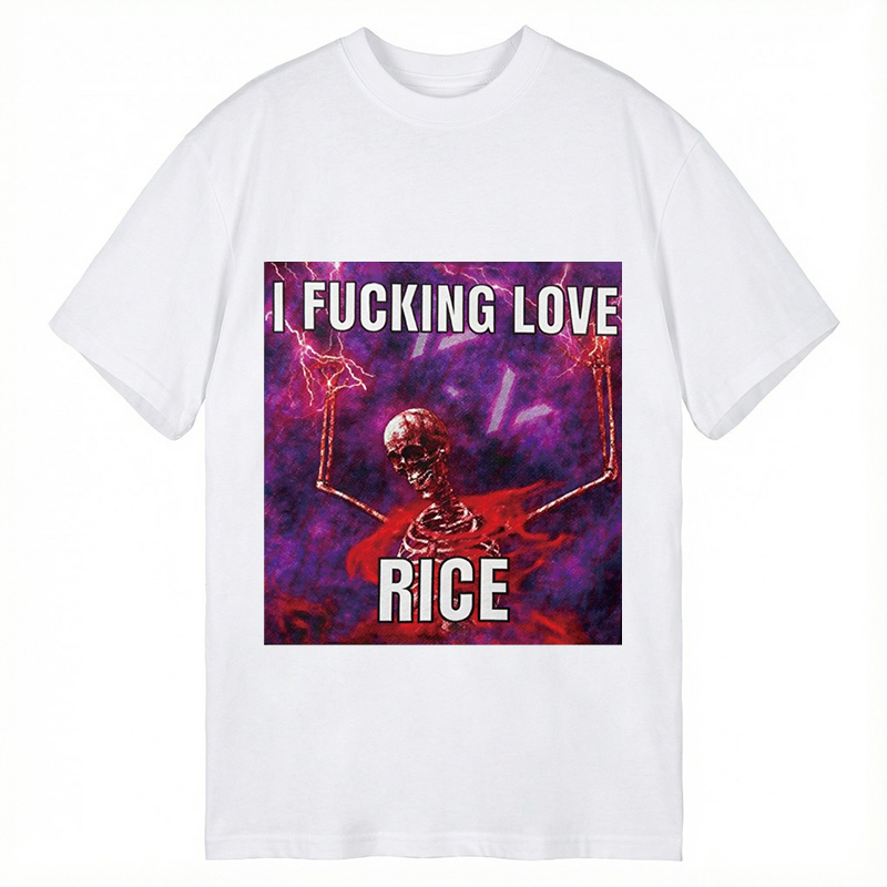 Tokyocanvas I F*cking Love Rice Funny Skeleton Meme Classic T-Shirt