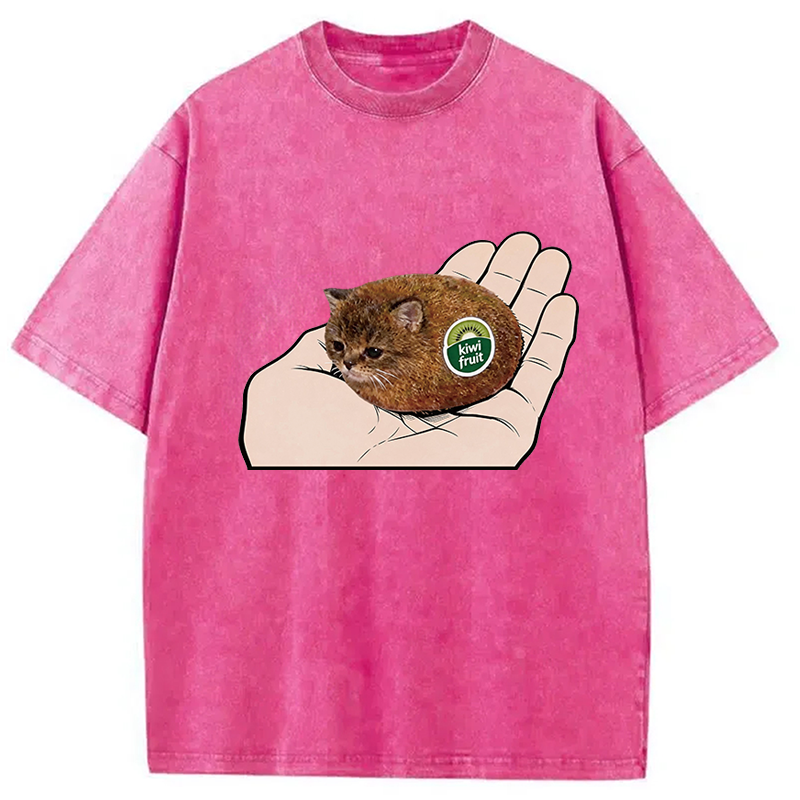 Tokyocanvas Kiwi Fruit Cat Washed T-Shirt