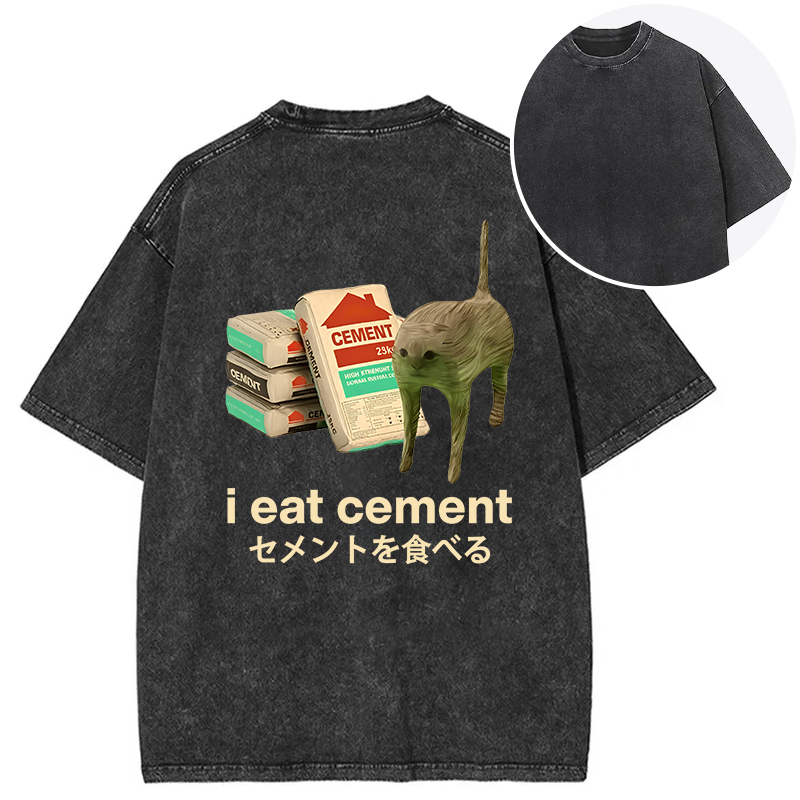 Tokyocanvas Benadryl Meme Cat Back Washed T-Shirt