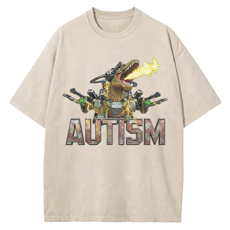 Tokyocanvas Autism Dinosaur Washed T-Shirt