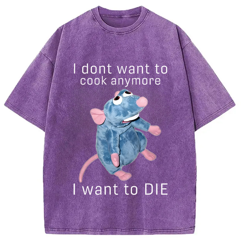Tokyocanvas I Don't Want To Cook Anymore I Want To Die Rat Washed T-Shirt