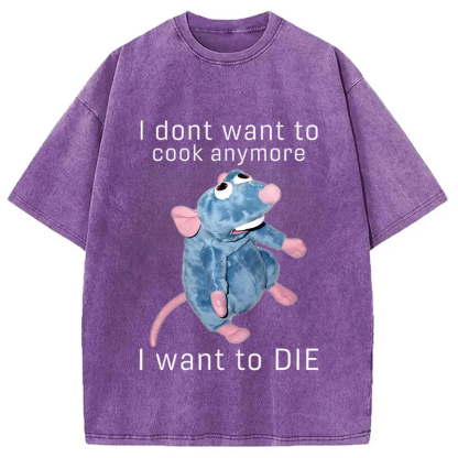 Tokyocanvas I Don't Want To Cook Anymore I Want To Die Rat Washed T-Shirt