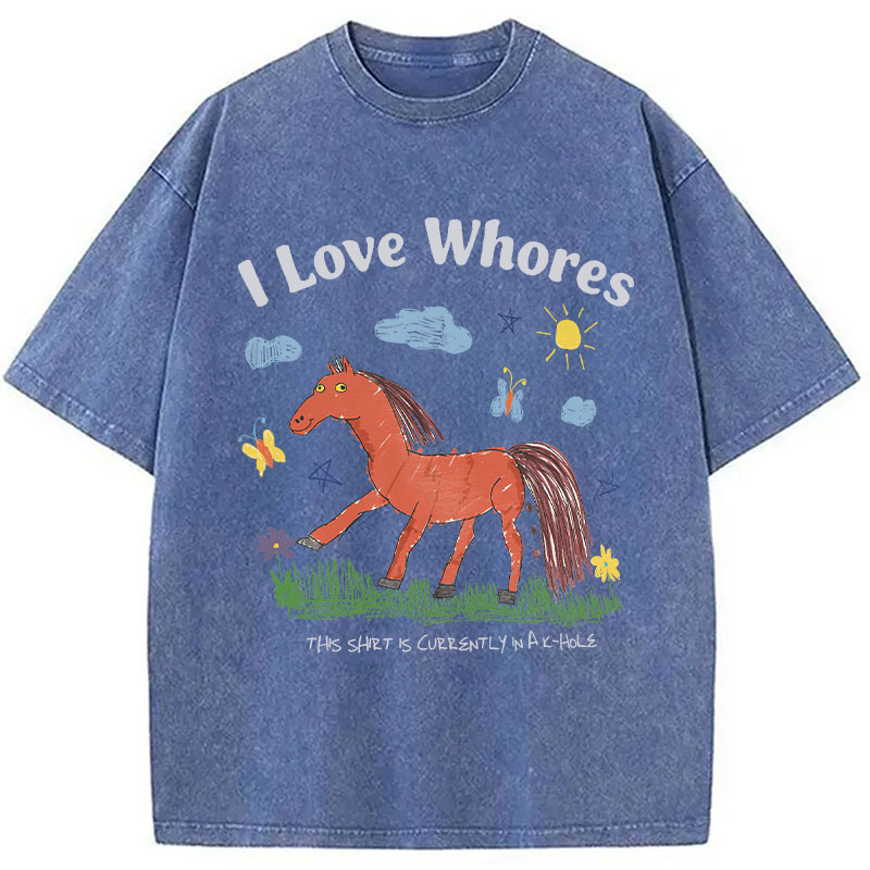 Tokyocanvas I Love Whores Meme Washed T-Shirt