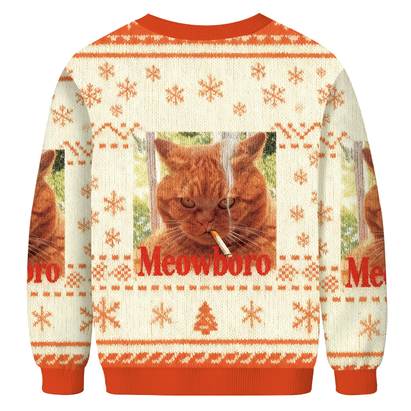 TokyocanvasSmoking Cat Orange Christmas Ugly Sweatshirt