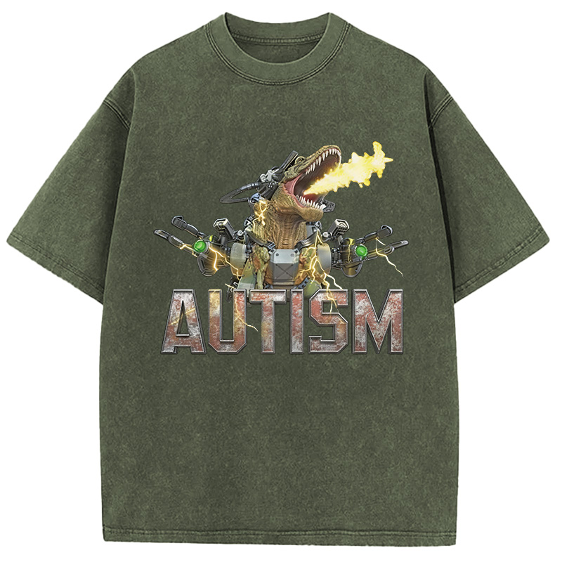 Tokyocanvas Autism Dinosaur Washed T-Shirt