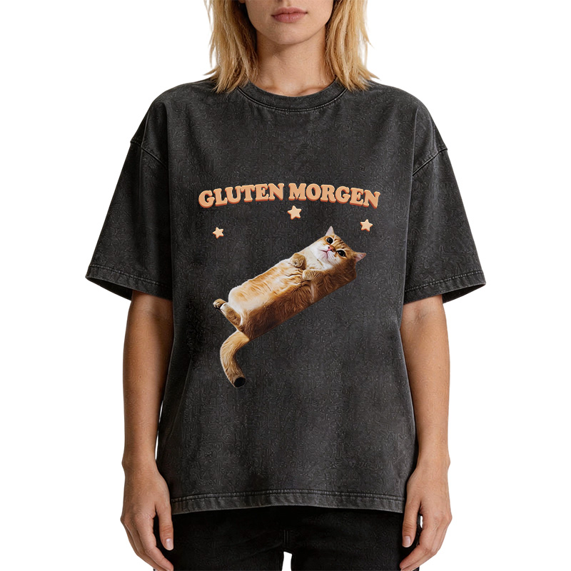 Tokyocanvas Gluten Morgen Cat Washed T-Shirt
