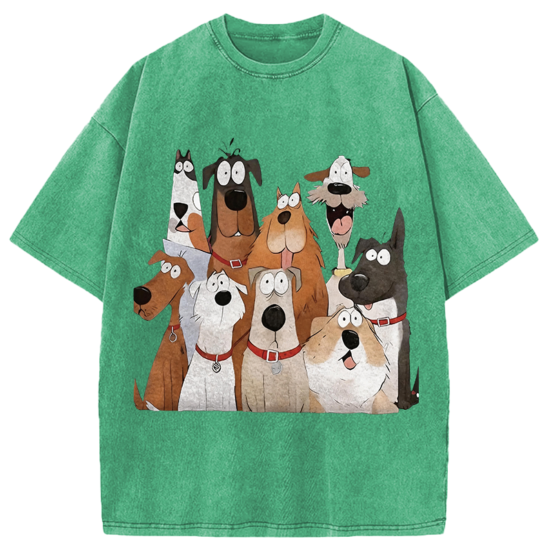 Tokyocanvas Funny Cute Dog Art Print Washed T-Shirt