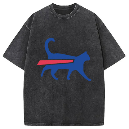 Tokyocanvas Cat-Bills is Buffalo Bills Funny Meme Washed T-Shirt