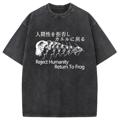 Tokyocanvas Reject Humanity Return To Frog Washed T-Shirt