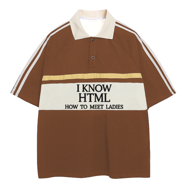 Tokyocanvas I Know HTML Polo Embroidered T-Shirt