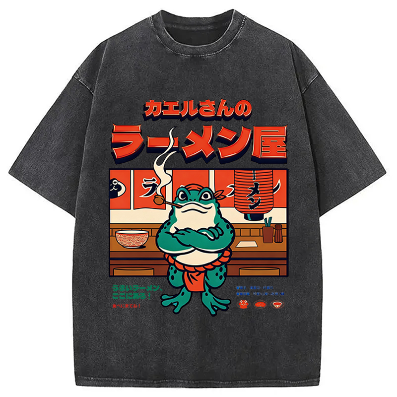 Tokyocanvas Mr. Frog's Ramen Shop Washed T-Shirt