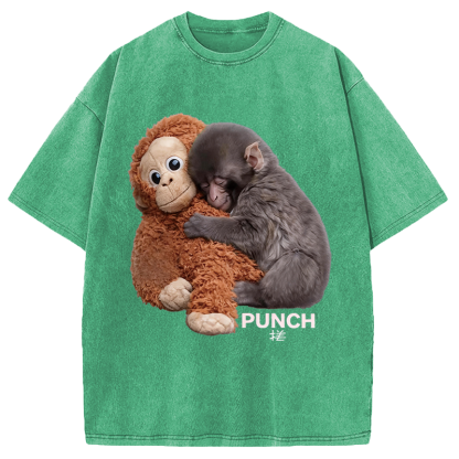 Tokyocanvas Cute Monkey Washed T-Shirt