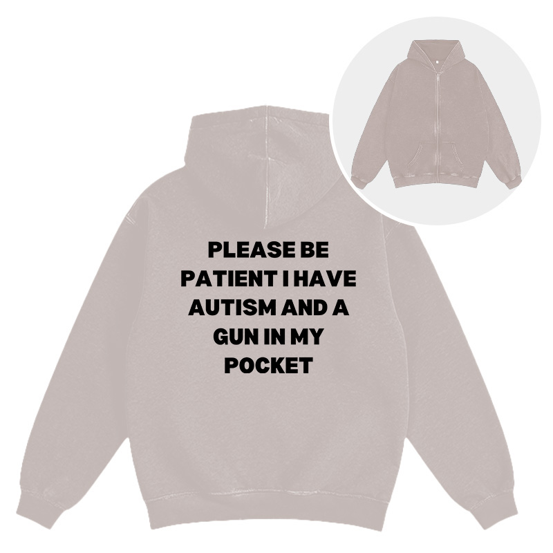 Tokyocanvas A Gun in My Pocket Washed Zip Hoodie
