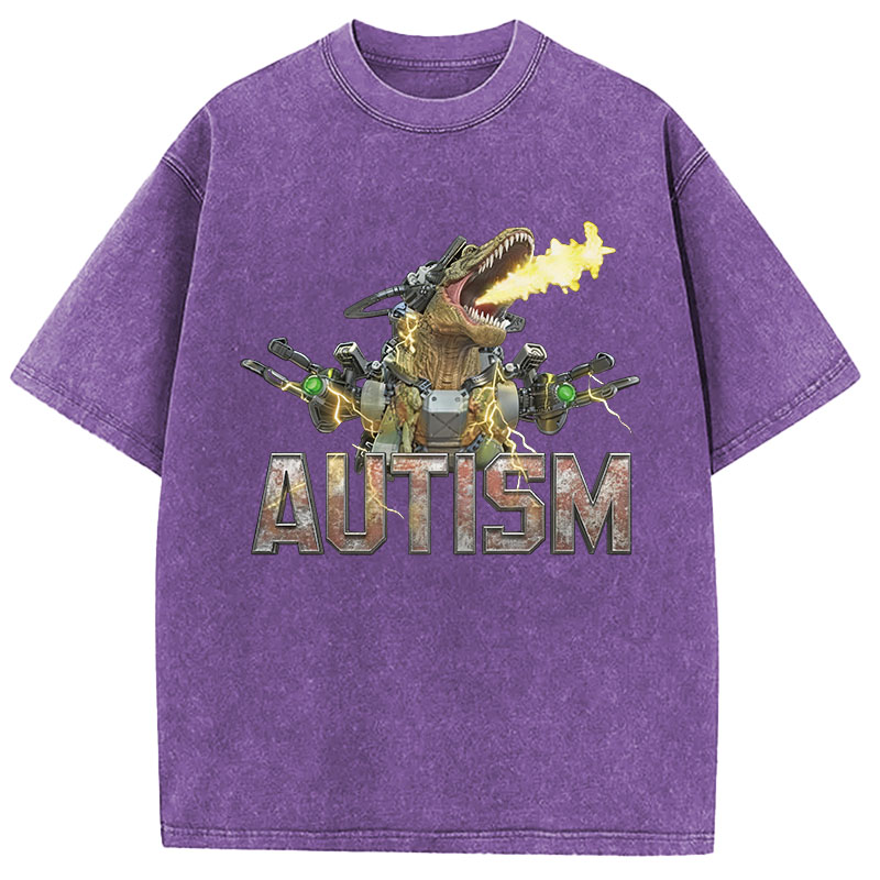 Tokyocanvas Autism Dinosaur Washed T-Shirt