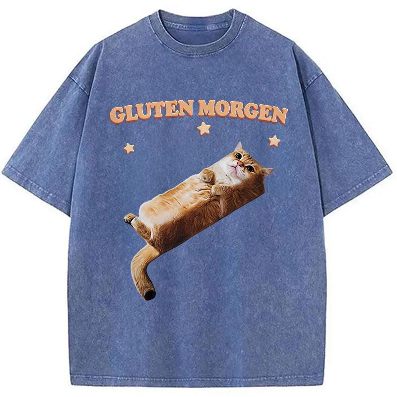 Tokyocanvas Gluten Morgen Cat Washed T-Shirt