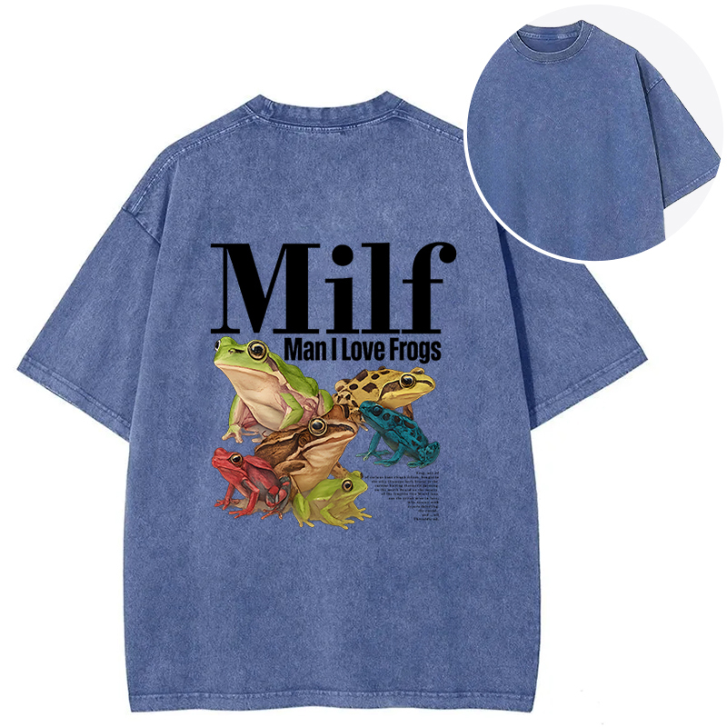Tokyocanvas Man I Love Frogs Meme Back Washed T-Shirt