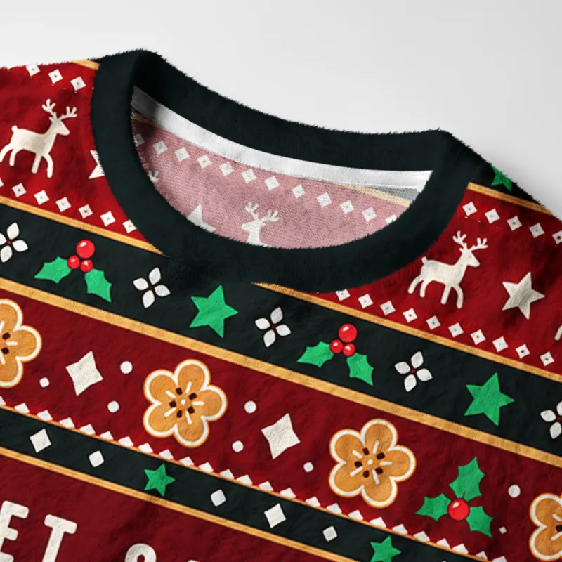 Tokyocanvas Gingerbread Samurai Fuzzy Christmas Ugly Sweatshirt