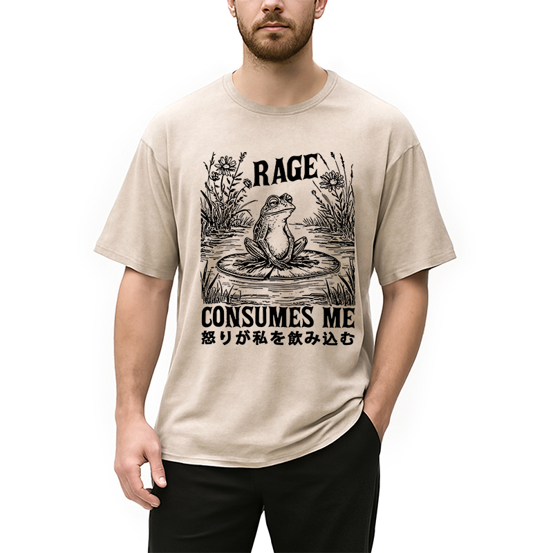 Tokyocanvas Angry Frog Washed T-Shirt