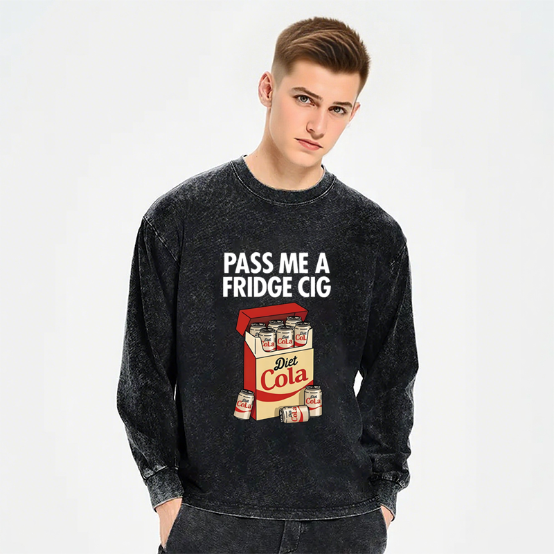 Tokyocanvas Diet Cola Cigarette Pack Long Sleeve Washed T-Shirt