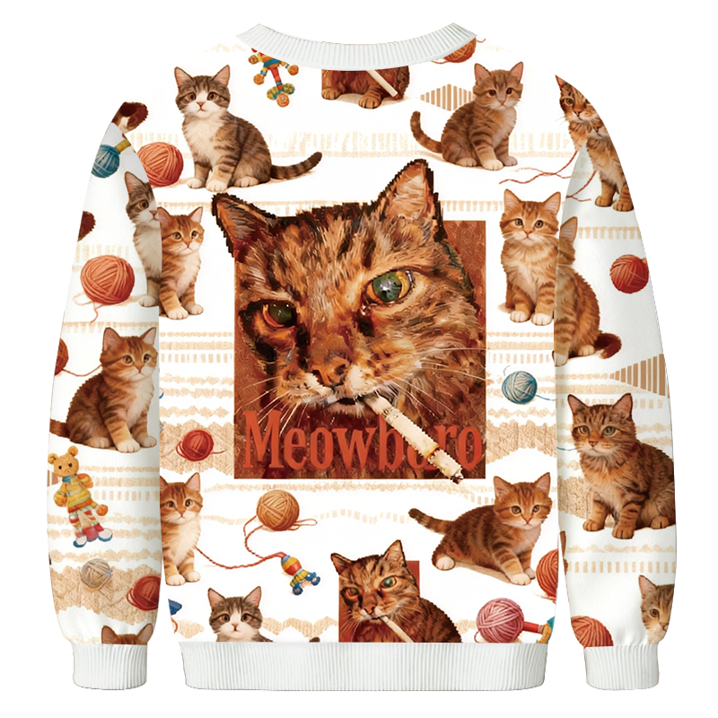 Tokyocanvas Red Funny Smoking Cat Meme Casual Ugly Sweatshirt