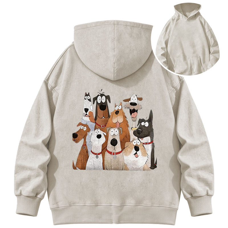 Tokyocanvas Funny Cute Dog Art Print Washed Hoodie