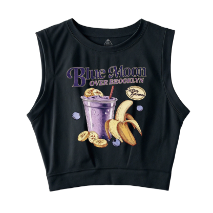 Tokyocanvas Blue Moon Over Brooklyn Sleeveless Crop Top