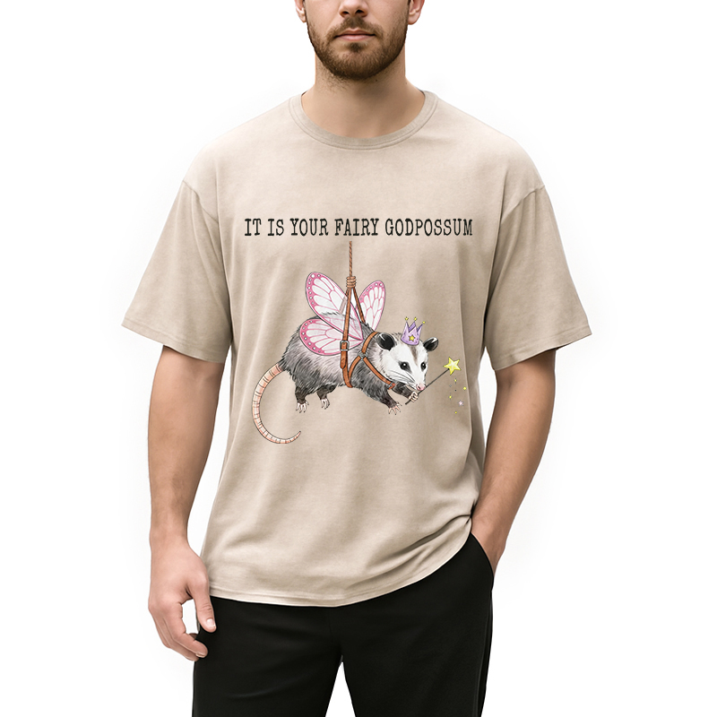 Tokyocanvas Funny Possum Meme Washed T-Shirt