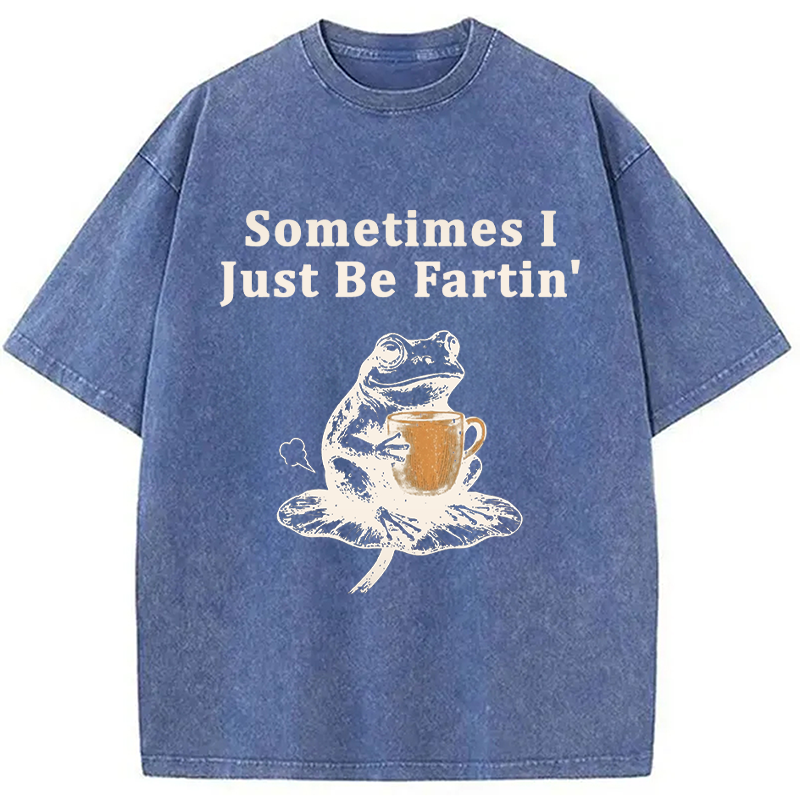 Tokyocanvas Sometimes I Just Be Fartin Funny Frog Washed T-Shirt
