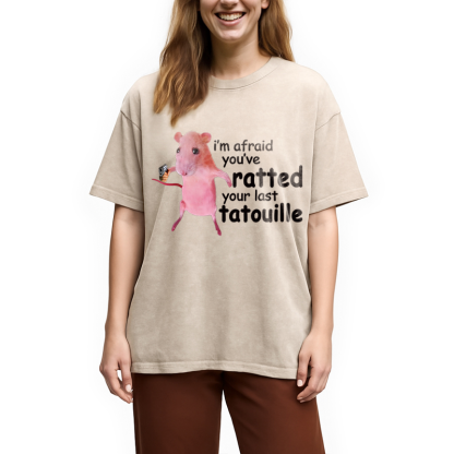 Tokyocanvas Funny Pink Rat Meme Washed T-Shirt