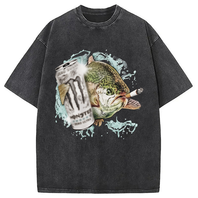 Tokyocanvas Trout With Cigarette Washed T-Shirt