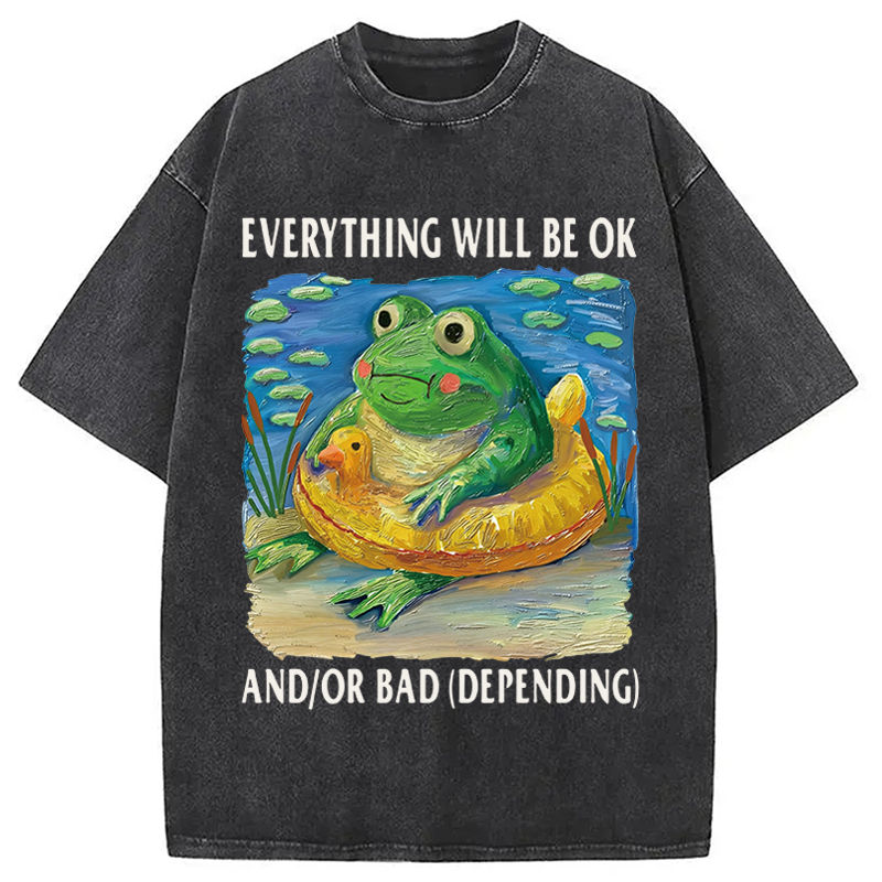 Tokyocanvas Everythings Ok Frog Washed T-Shirt