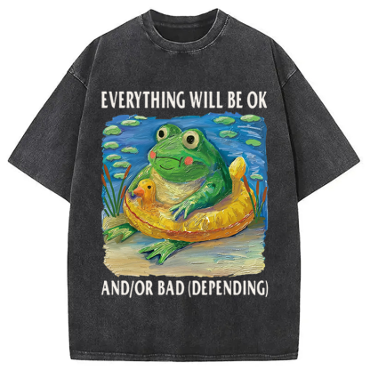 Tokyocanvas Everythings Ok Frog Washed T-Shirt