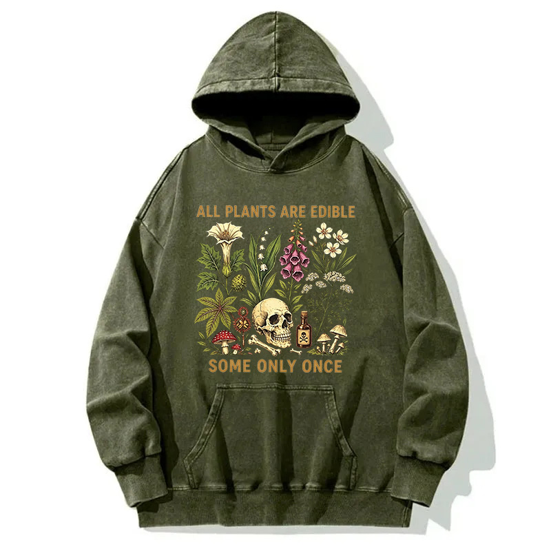 Tokyocanvas Edible Plants Some Only Once Joke Washed Hoodie