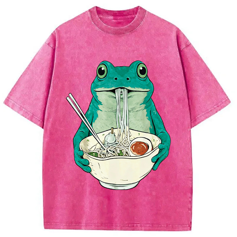 Tokyocanvas Vintage Frog Ramen Japanes Washed T-Shirt