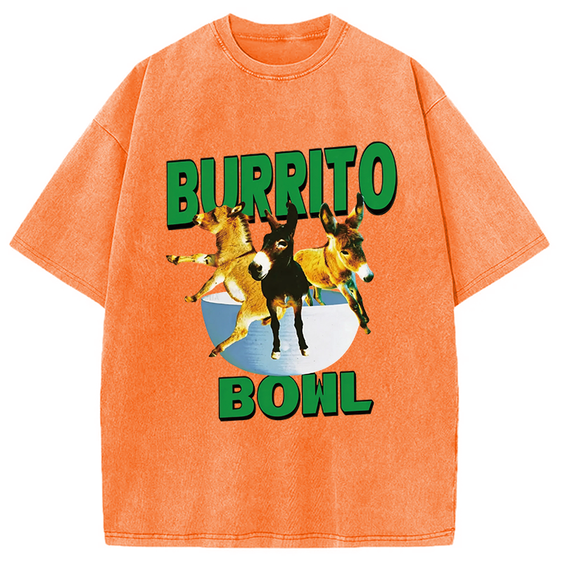 Tokyocanvas Burrito Bowl Donkey Funny Meme Washed T-Shirt