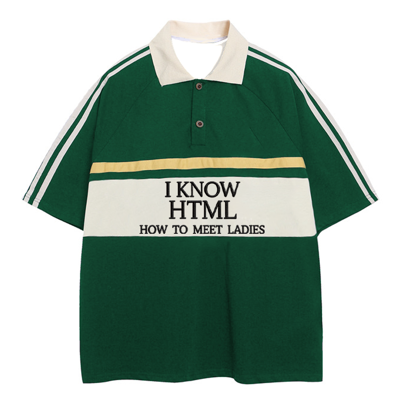 Tokyocanvas I Know HTML Polo Embroidered T-Shirt
