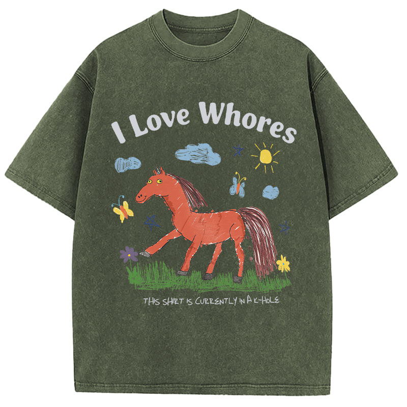 Tokyocanvas I Love Whores Meme Washed T-Shirt