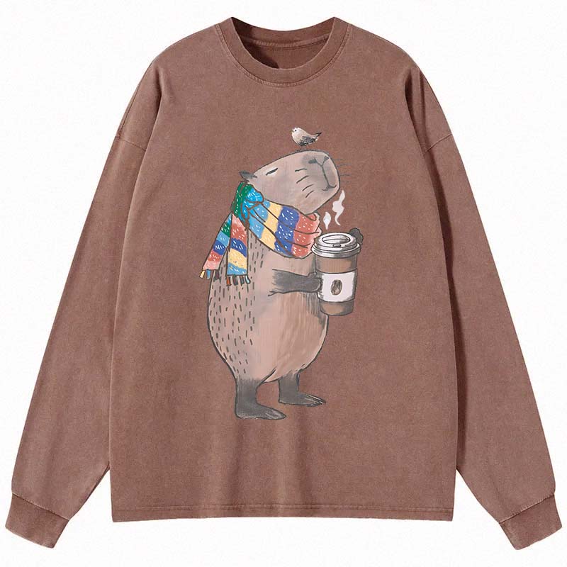 Tokyocanvas Coffeebara Long Sleeve Washed T-Shirt