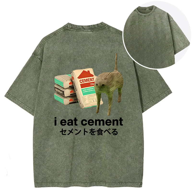 Tokyocanvas Benadryl Meme Cat Back Washed T-Shirt