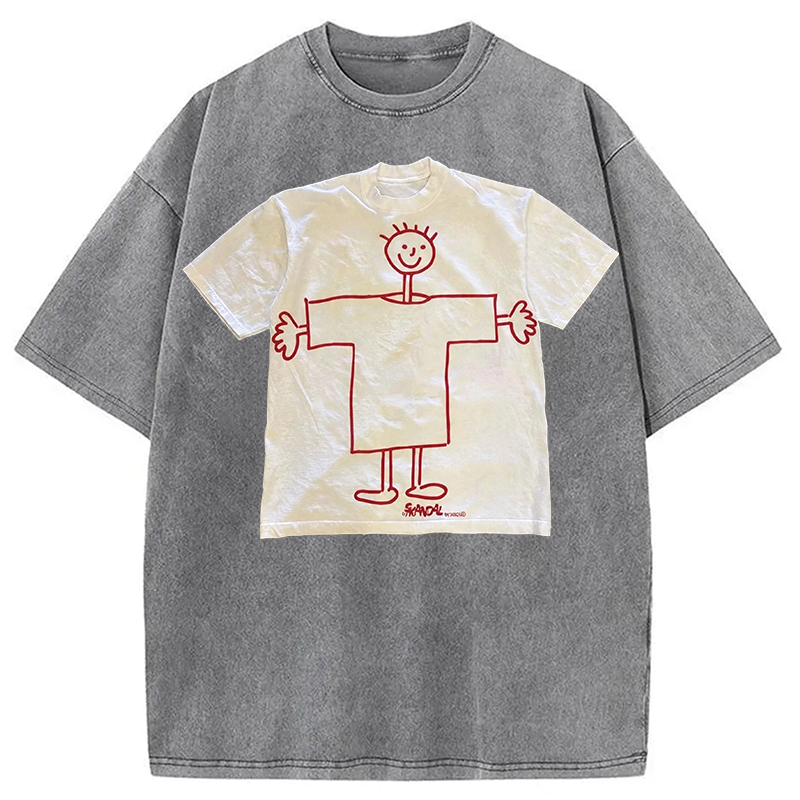 Tokyocanvas Children's Self Drawing Shirt Of Washed T-Shirt
