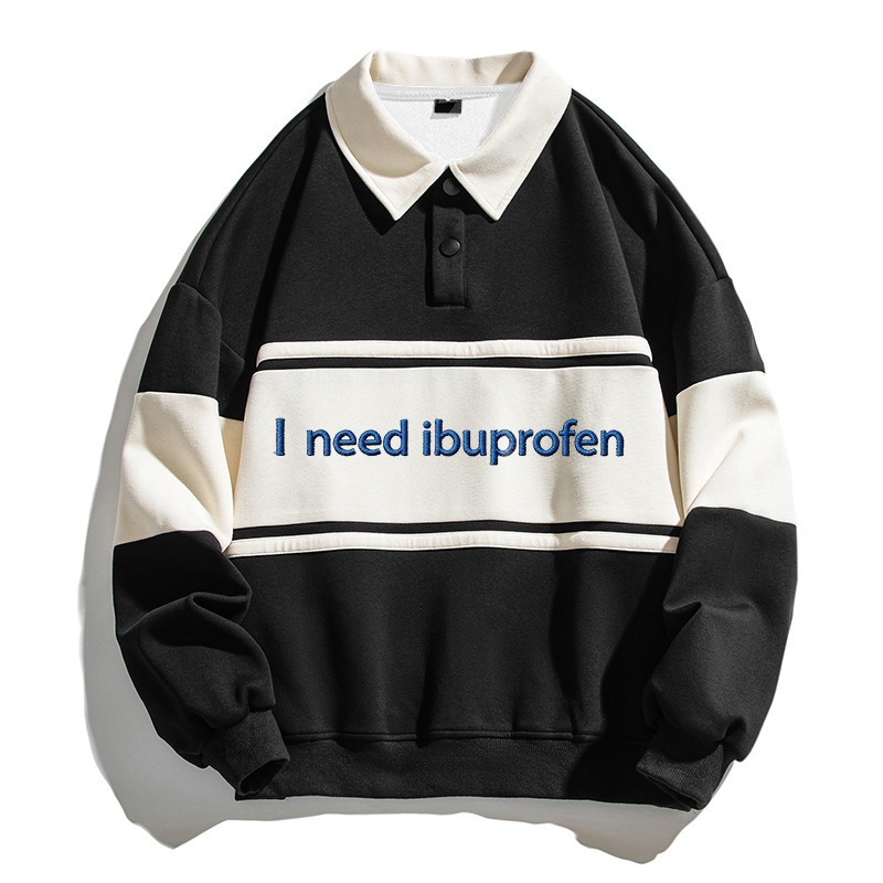 Tokyocanvas I Need Ibuprofen Polo Embroidered Sweatshirt